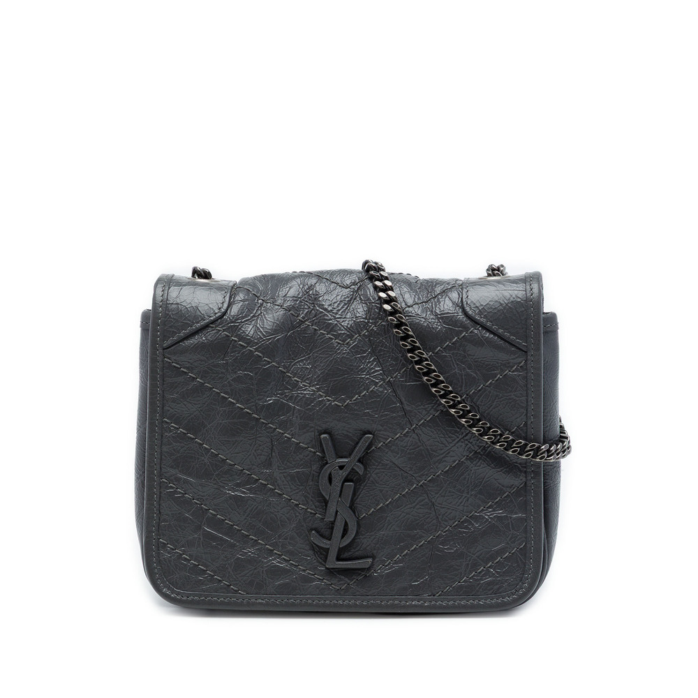 Pre-Loved Saint Laurent Crinkled Calfskin Niki Wallet on Chain